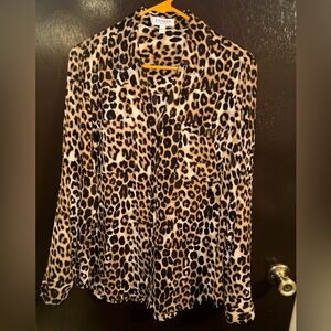 Leopard print button down